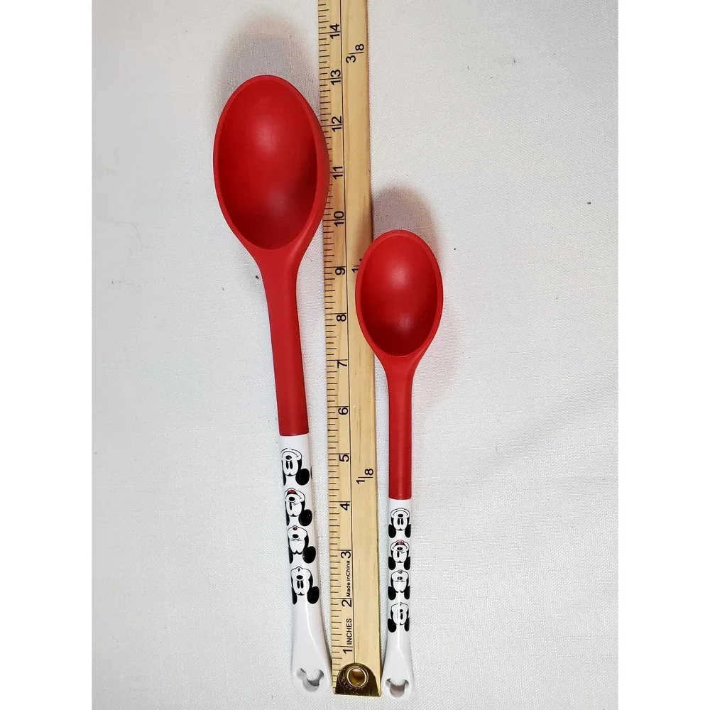 Disney Mickey Mouse Red Cooking Spoon Set Large & Small Plastic Kitchen Utensils